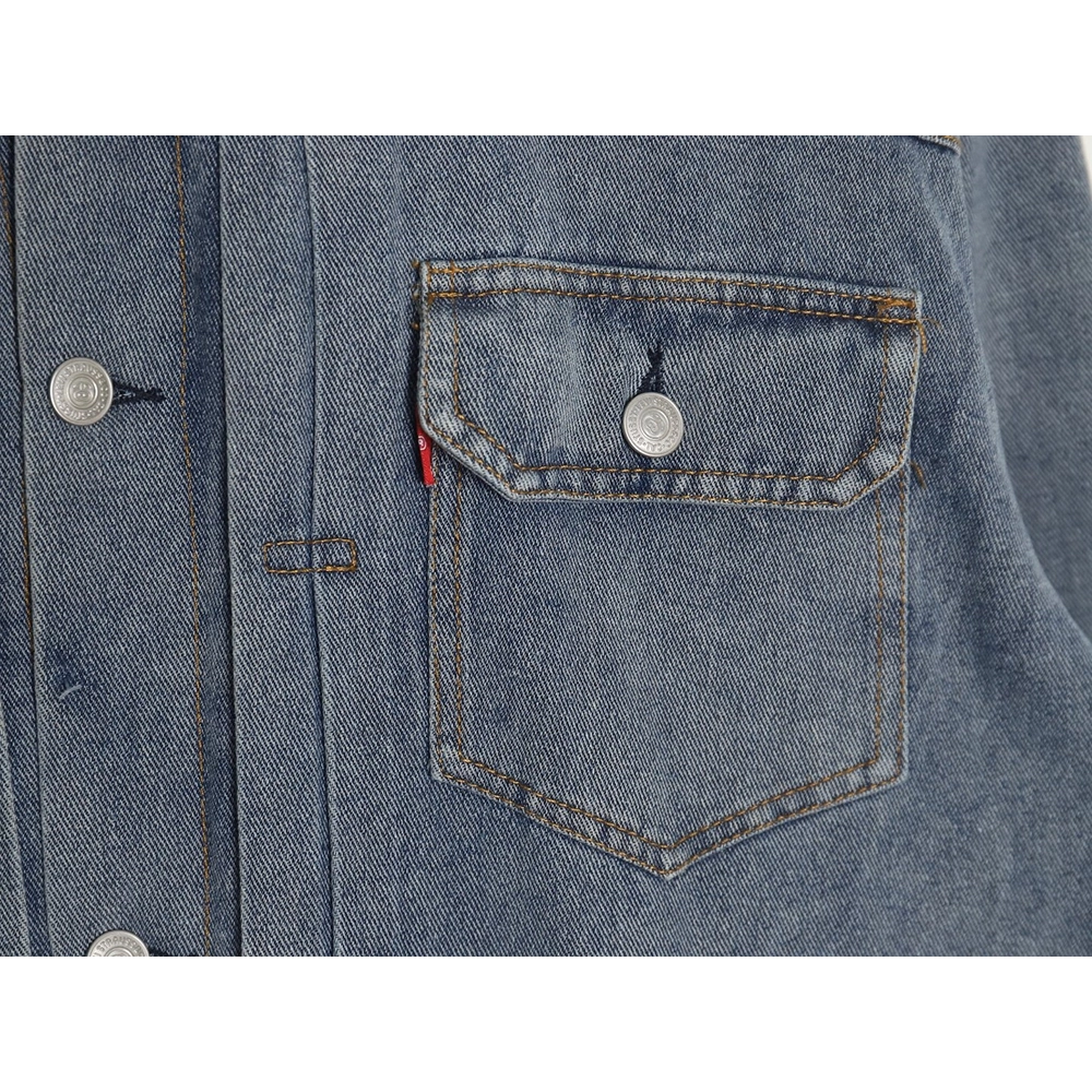 Stussy x Levis 150th Anniversary Embossed Denim DoubleFaced Jacket,Cheap Replica Reps Stussy