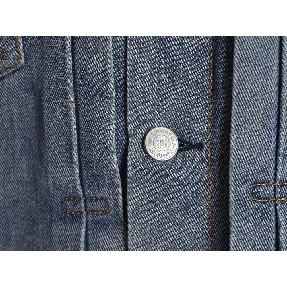 Stussy x Levis 150th Anniversary Embossed Denim DoubleFaced Jacket,Cheap Replica Reps Stussy