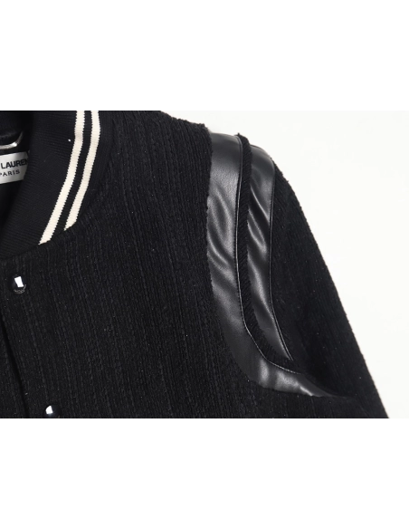 Saint Laurent Paris wooltweed baseball jacket,Cheap Replica Reps Saint Laurent