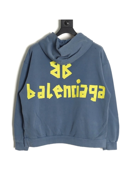 Balenciaga tape haze blue hooded sweatshirt,Cheap Replica Reps Balenciaga