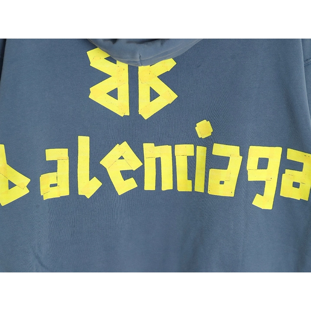 Balenciaga tape haze blue hooded sweatshirt,Cheap Replica Reps Balenciaga