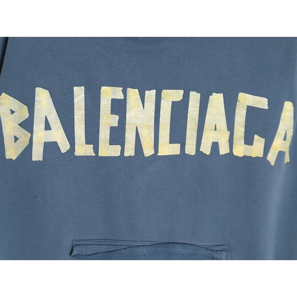 Balenciaga tape haze blue hooded sweatshirt,Cheap Replica Reps Balenciaga