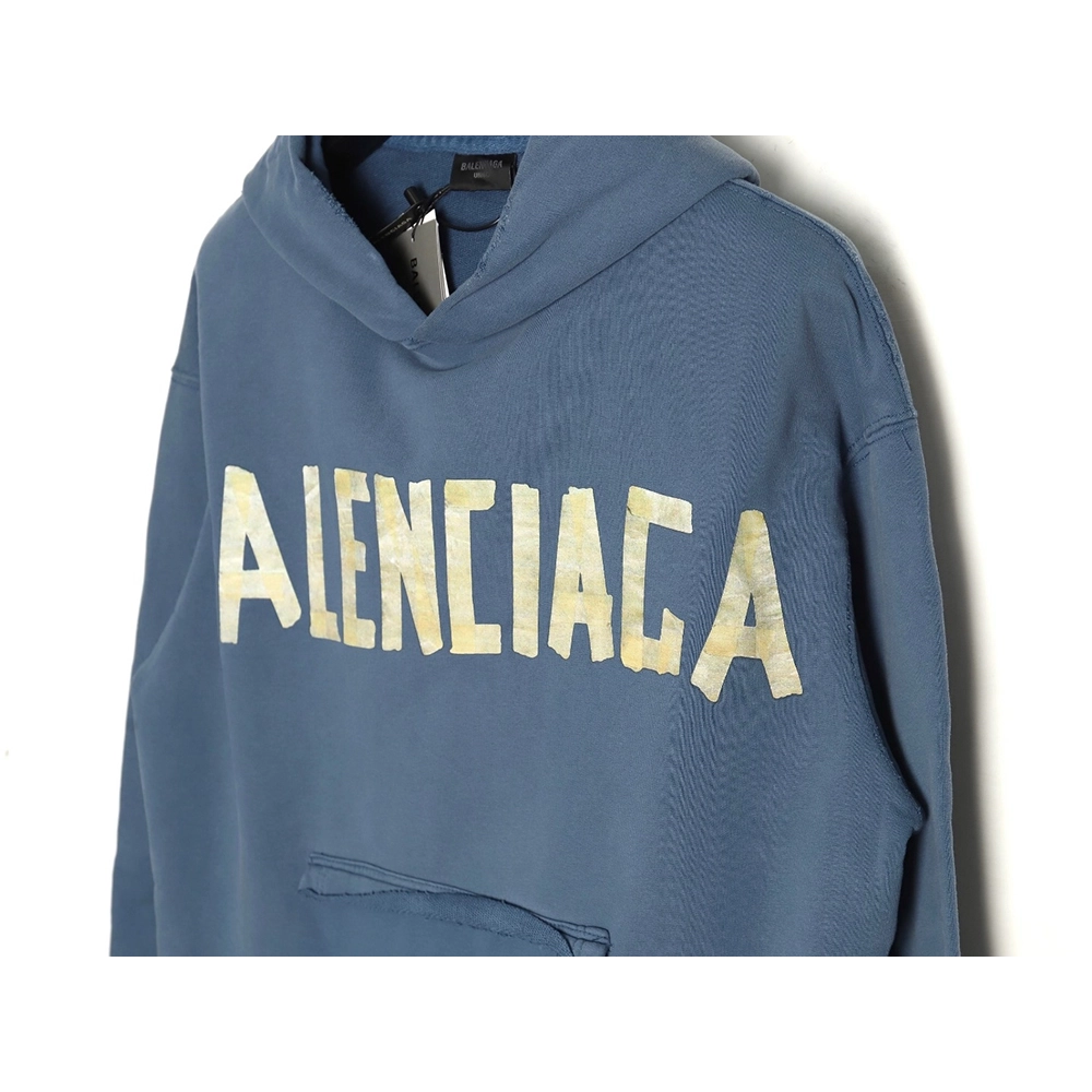 Balenciaga tape haze blue hooded sweatshirt,Cheap Replica Reps Balenciaga