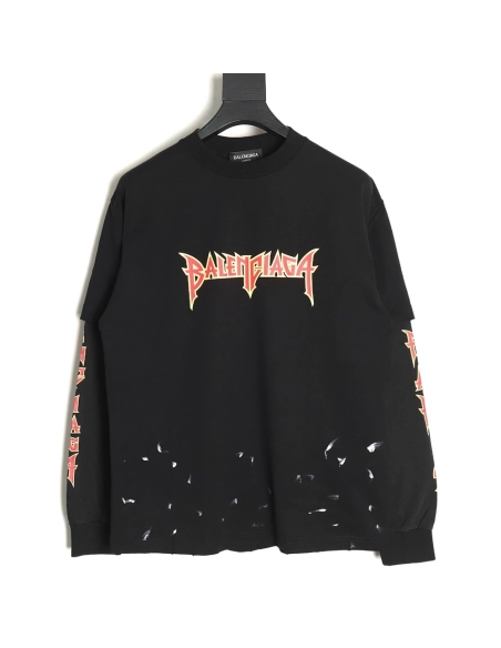 Balenciaga flame logo letter print fake twopiece long sleeve TSK1,Cheap Replica Reps Balenciaga