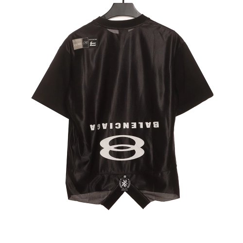 Balenciaga patchwork embroidered jersey short sleeves black,Cheap Replica Reps Balenciaga