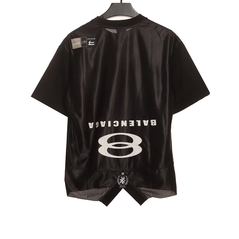 Balenciaga patchwork embroidered jersey short sleeves black,Cheap Replica Reps Balenciaga