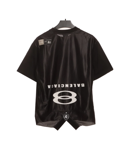 Balenciaga patchwork embroidered jersey short sleeves black,Cheap Replica Reps Balenciaga