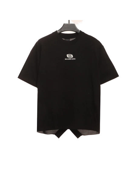 Balenciaga patchwork embroidered jersey short sleeves black,Cheap Replica Reps Balenciaga