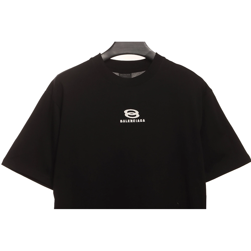 Balenciaga patchwork embroidered jersey short sleeves black,Cheap Replica Reps Balenciaga