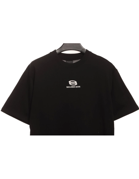 Balenciaga patchwork embroidered jersey short sleeves black,Cheap Replica Reps Balenciaga
