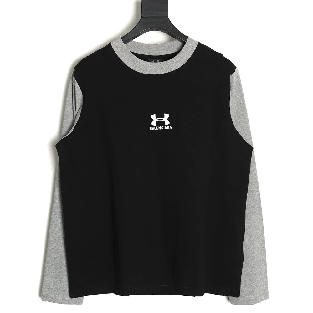Balenciaga Under Armour Embroidered Colorblock Long Sleeve Tshirt,Cheap Replica Reps Balenciaga