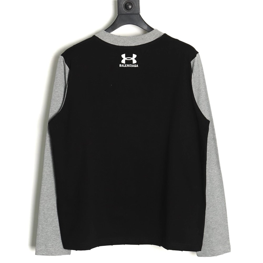 Balenciaga Under Armour Embroidered Colorblock Long Sleeve Tshirt,Cheap Replica Reps Balenciaga