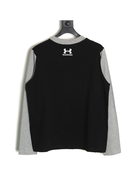 Balenciaga Under Armour Embroidered Colorblock Long Sleeve Tshirt,Cheap Replica Reps Balenciaga
