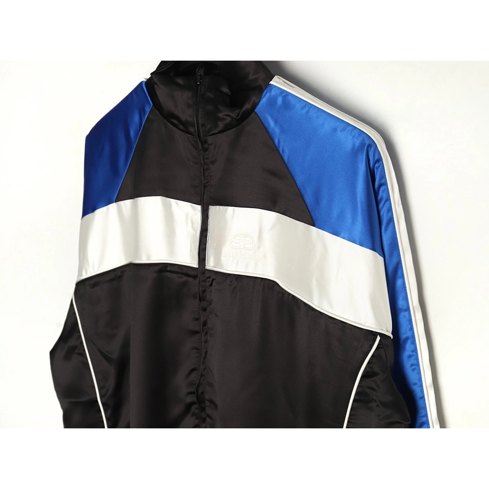 Balenciaga blue and white stitching stand collar jacket,Cheap Replica Reps Balenciaga
