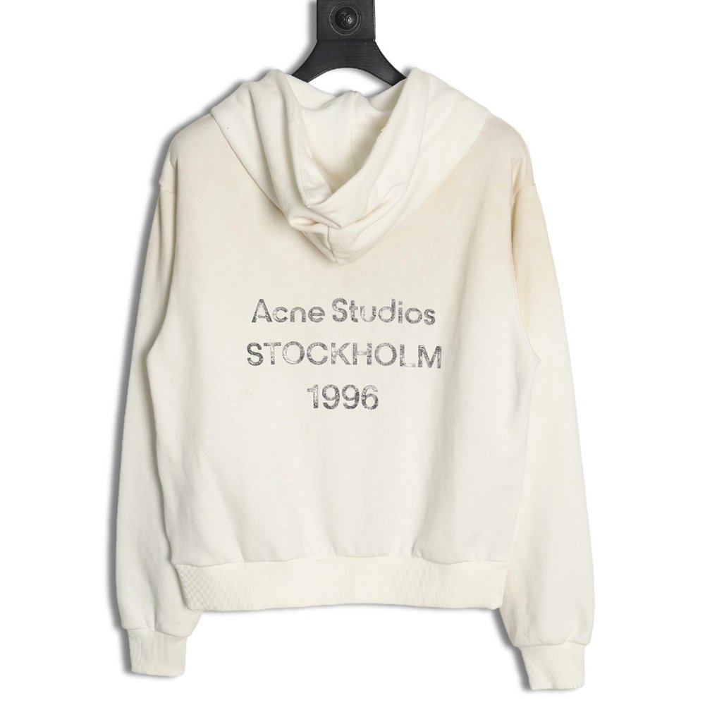 Acne Studios 1996 Washed Distressed Hoodie (White),Cheap Replica Reps Acne Studios