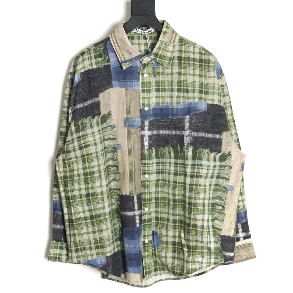 Acne studios patchwork checked shirt TSK1,Cheap Replica Reps Acne Studios