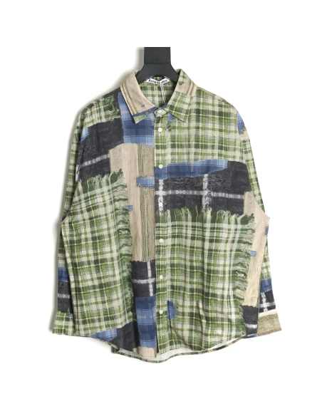 Acne studios patchwork checked shirt TSK1,Cheap Replica Reps Acne Studios