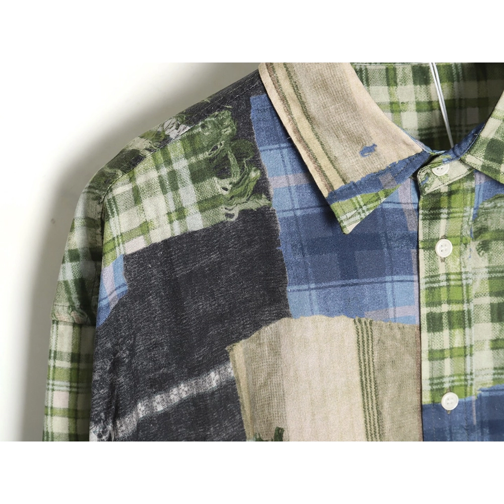 Acne studios patchwork checked shirt TSK1,Cheap Replica Reps Acne Studios