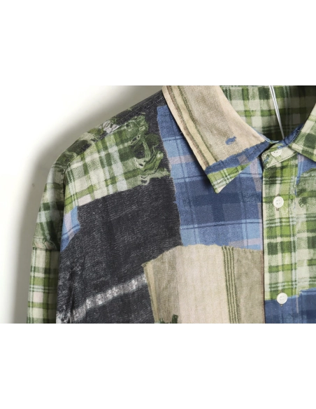 Acne studios patchwork checked shirt TSK1,Cheap Replica Reps Acne Studios