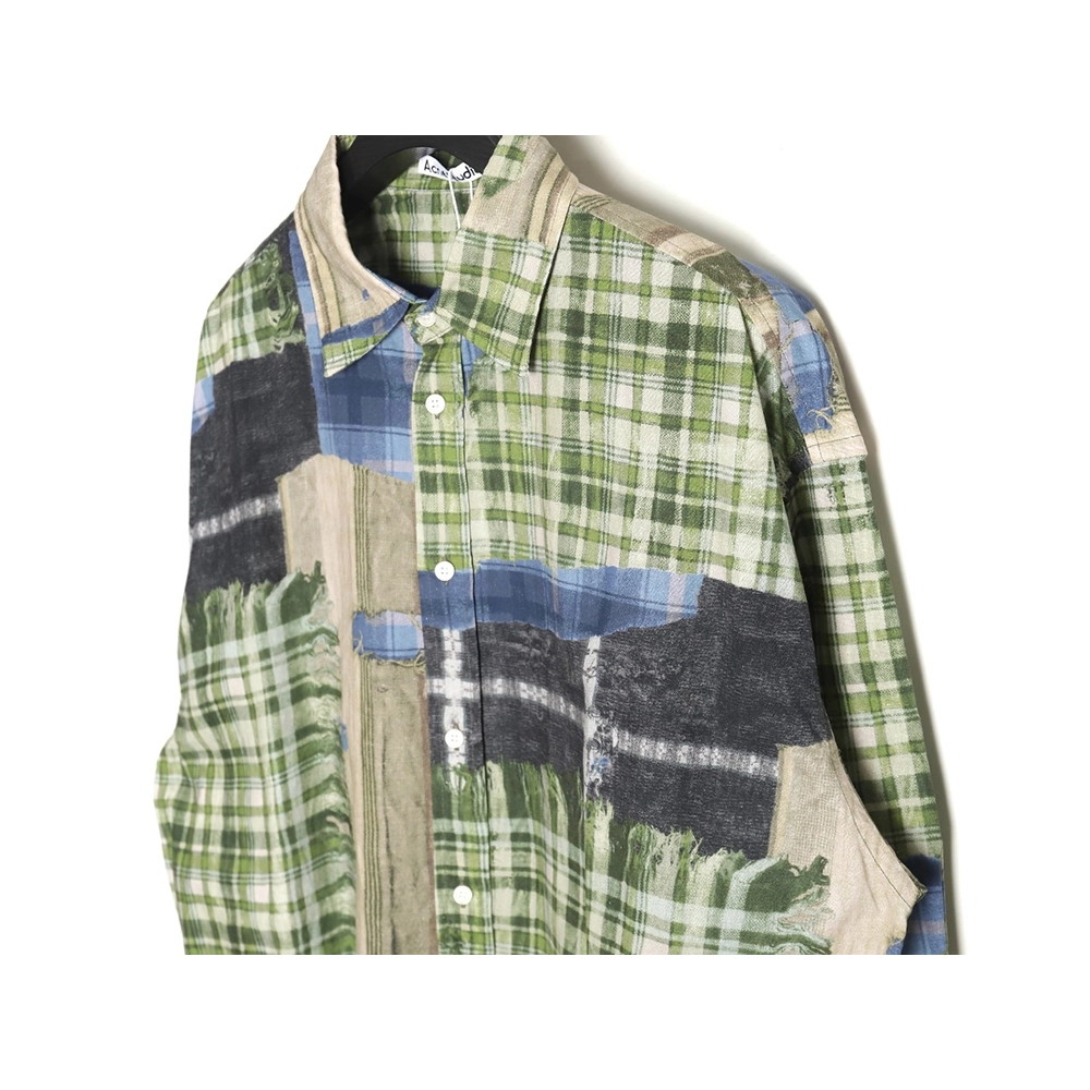 Acne studios patchwork checked shirt TSK1,Cheap Replica Reps Acne Studios