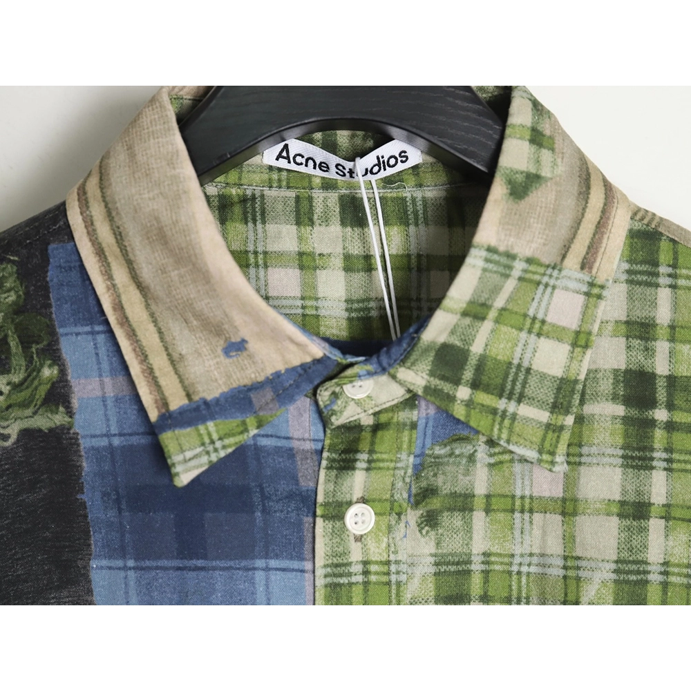 Acne studios patchwork checked shirt TSK1,Cheap Replica Reps Acne Studios