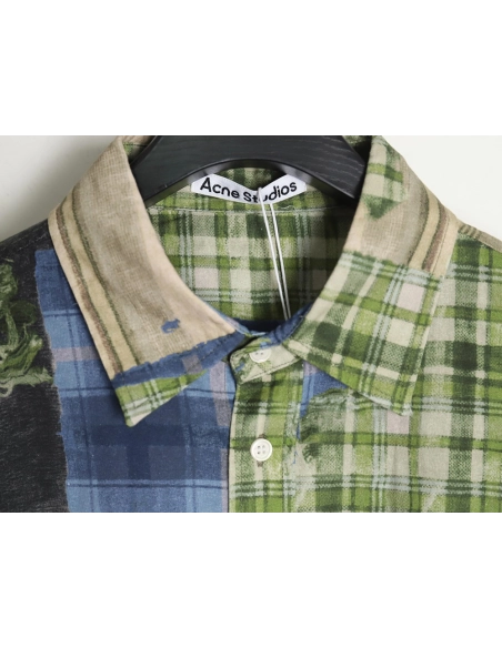 Acne studios patchwork checked shirt TSK1,Cheap Replica Reps Acne Studios