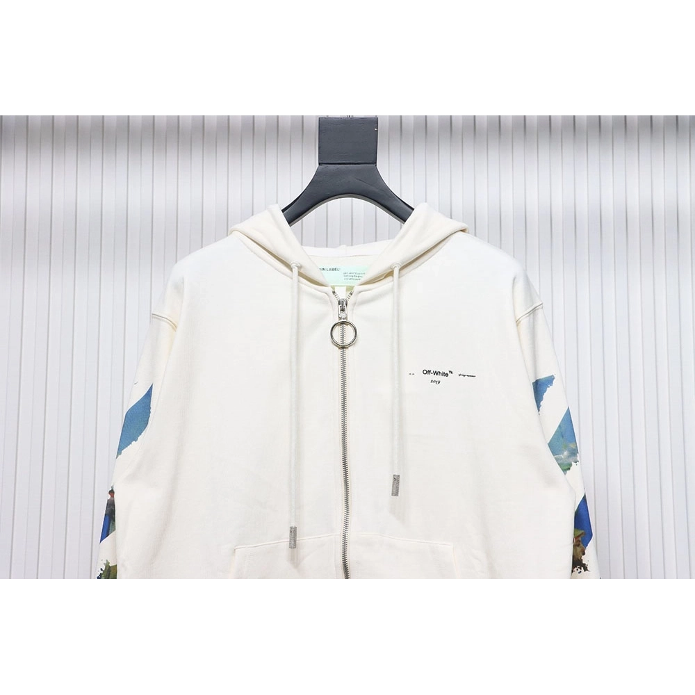 Offwhite painting print zipup hoodie,Cheap Replica Reps Off White