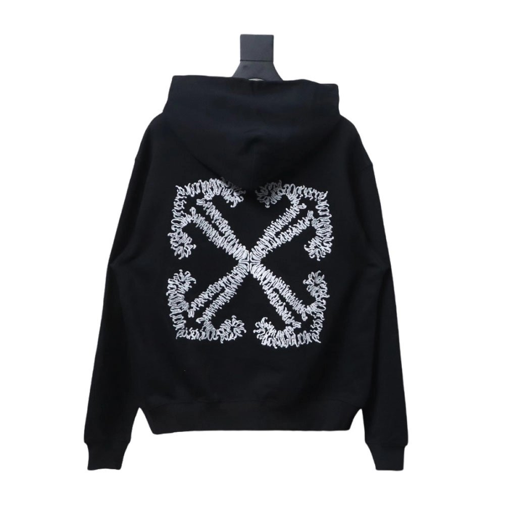 offwhite white embroidered arrows hoodie,Cheap Replica Reps Off White