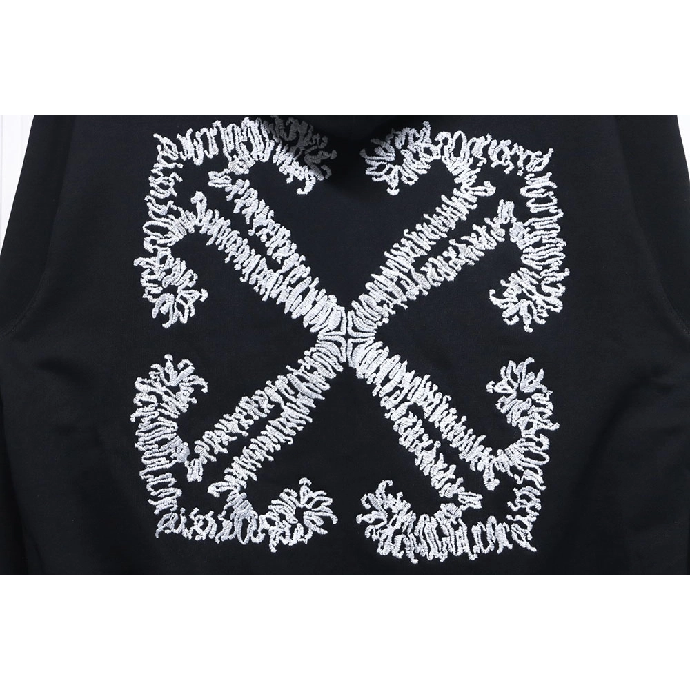 offwhite white embroidered arrows hoodie,Cheap Replica Reps Off White