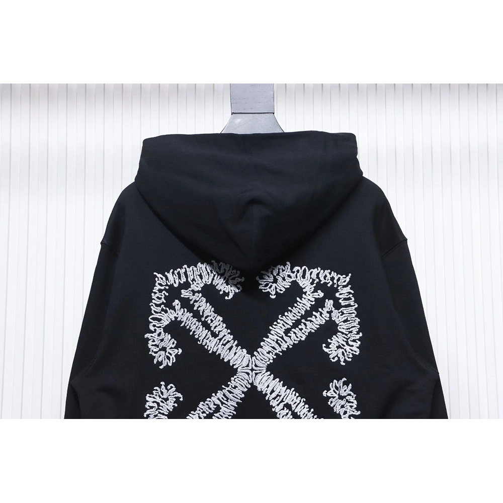 offwhite white embroidered arrows hoodie,Cheap Replica Reps Off White