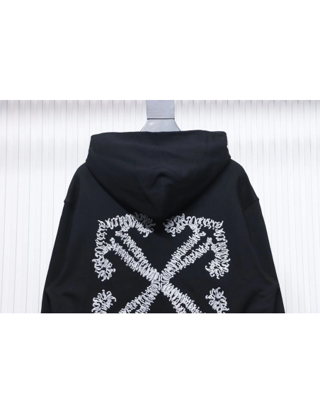 offwhite white embroidered arrows hoodie,Cheap Replica Reps Off White