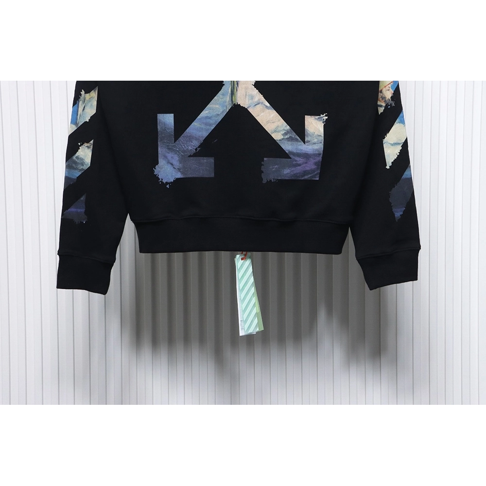 Off white oil painting print crew neck sweatshirt TSK1,Cheap Replica Reps Off White