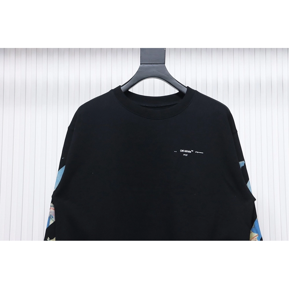 Off white oil painting print crew neck sweatshirt TSK1,Cheap Replica Reps Off White