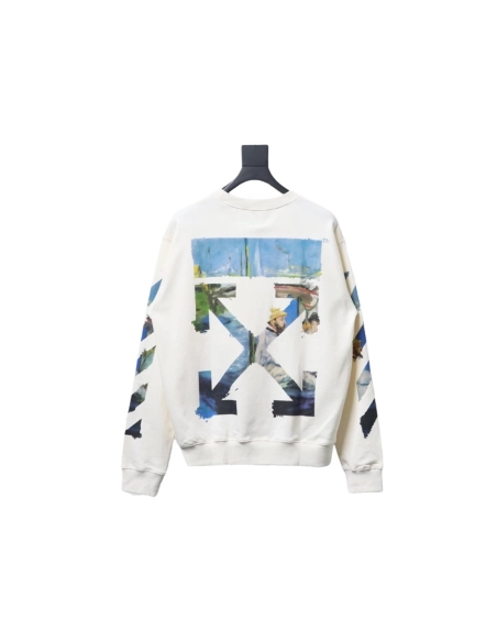 Off white oil painting print crew neck sweatshirt,Cheap Replica Reps Off White