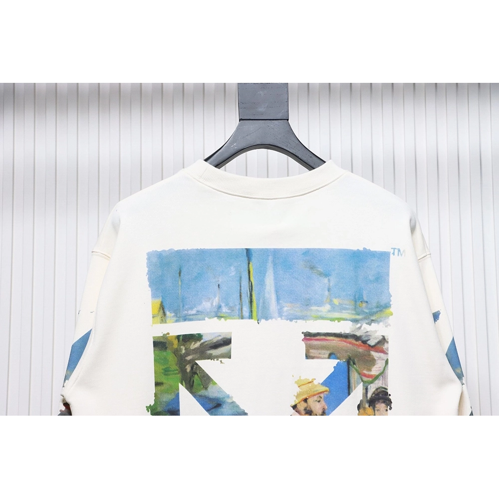 Off white oil painting print crew neck sweatshirt,Cheap Replica Reps Off White