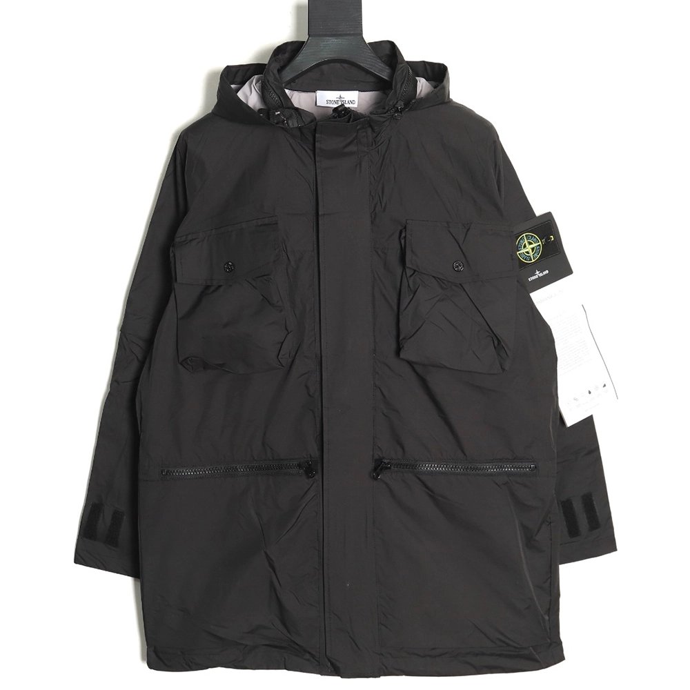 Stone Island MultiPocket Long Jacket ZipUp Jacket,Cheap Replica Reps Stone Island