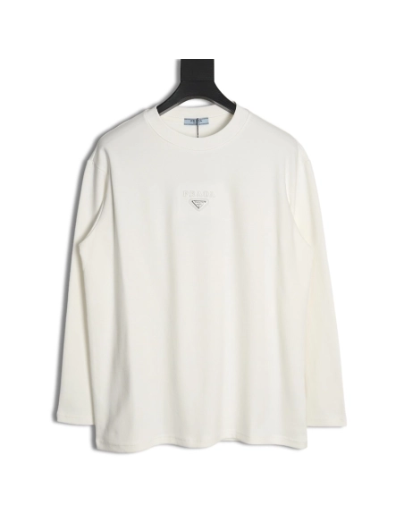 Prada metal triangle logo embossed long sleeves,Cheap Replica Reps Prada