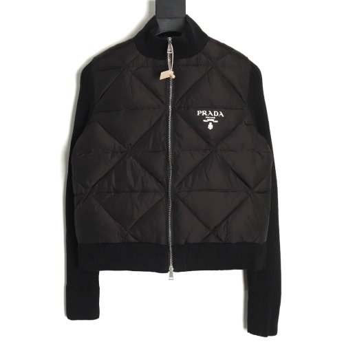 Prada diamond down patchwork jacket TSK1,Cheap Replica Reps Prada