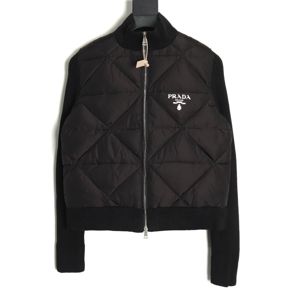 Prada diamond down patchwork jacket TSK1,Cheap Replica Reps Prada