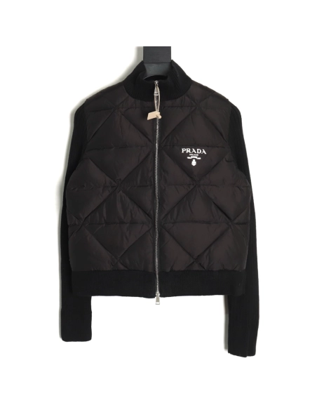 Prada diamond down patchwork jacket TSK1,Cheap Replica Reps Prada
