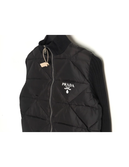 Prada diamond down patchwork jacket TSK1,Cheap Replica Reps Prada