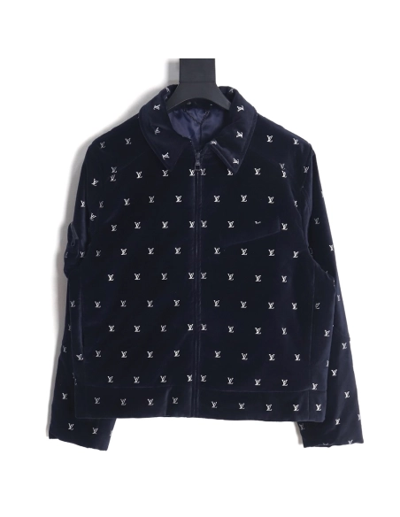 Louis Vuitton allover printed velvet cotton jacket,Cheap Replica Reps Louis Vuitton