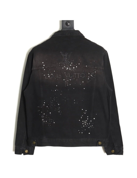 Louis Vuitton Gypsophila hot diamond embroidery denim jacket TSK1,Cheap Replica Reps Louis Vuitton