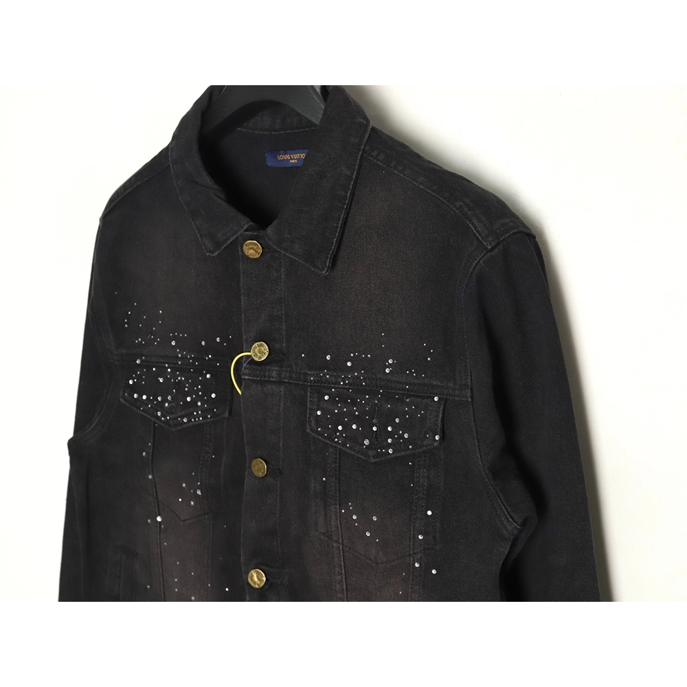 Louis Vuitton Gypsophila hot diamond embroidery denim jacket TSK1,Cheap Replica Reps Louis Vuitton