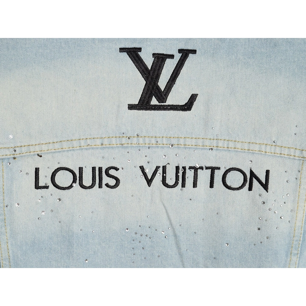 Louis Vuitton Gypsophila hot diamond embroidery denim jacket,Cheap Replica Reps Louis Vuitton