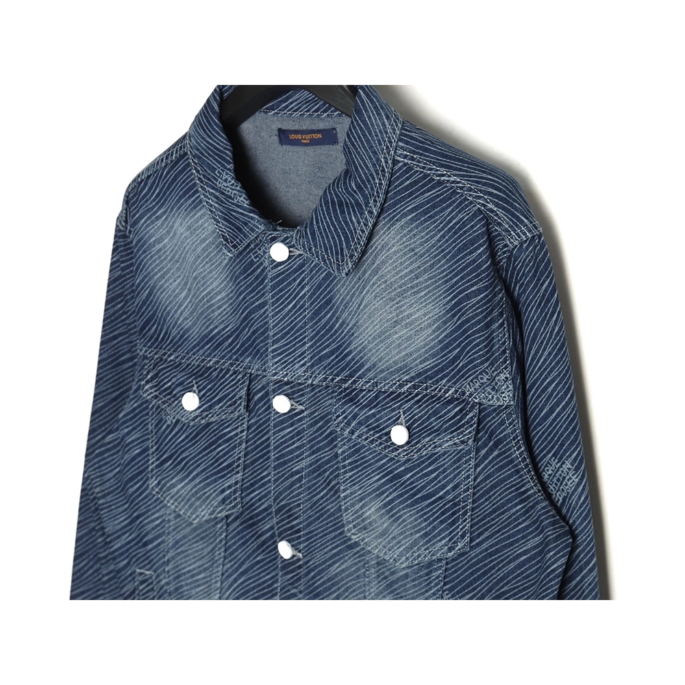 Louis Vuitton diagonal striped lettering denim jacket,Cheap Replica Reps Louis Vuitton