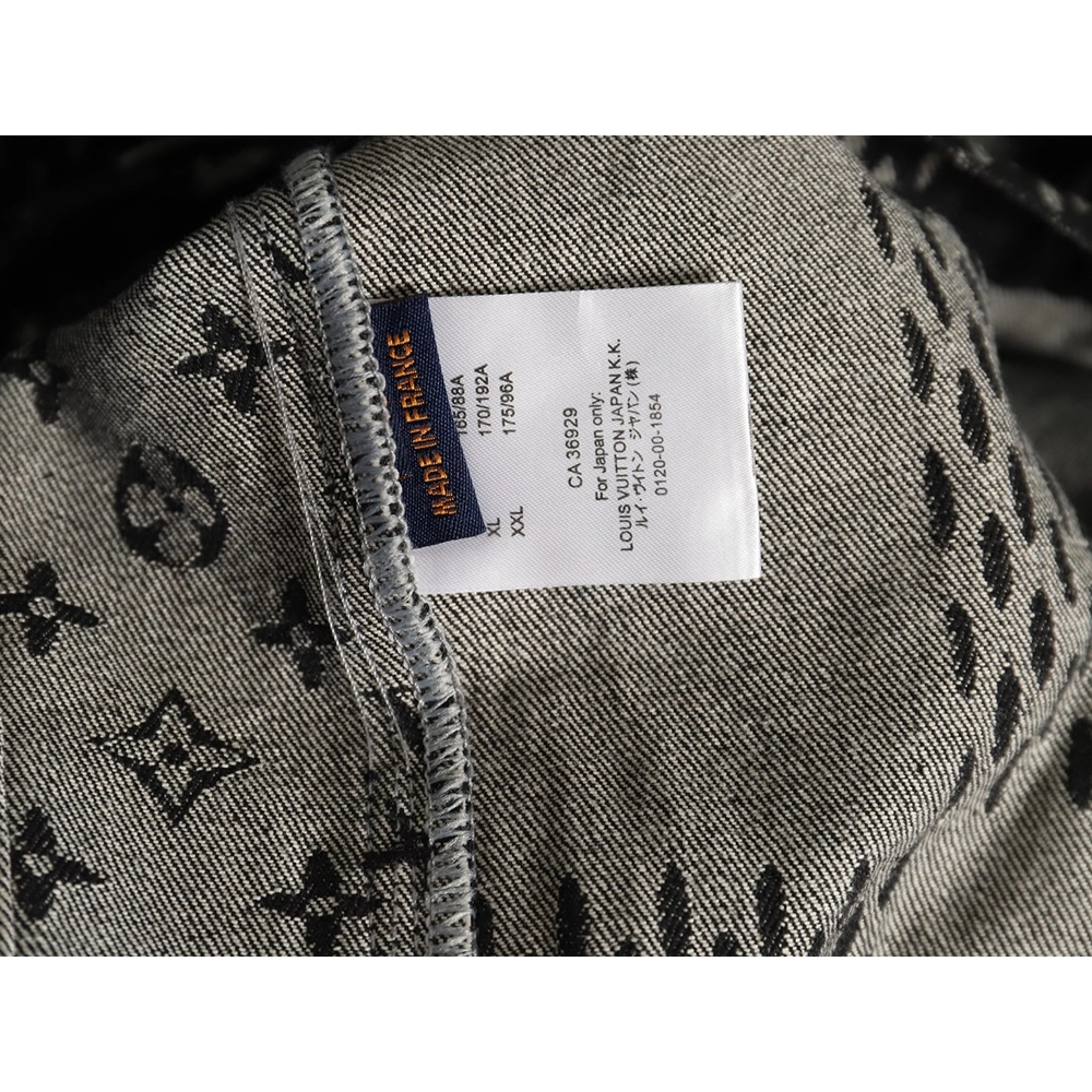 Louis Vuitton checkered floral denim longsleeved jacket TSK1,Cheap Replica Reps Louis Vuitton
