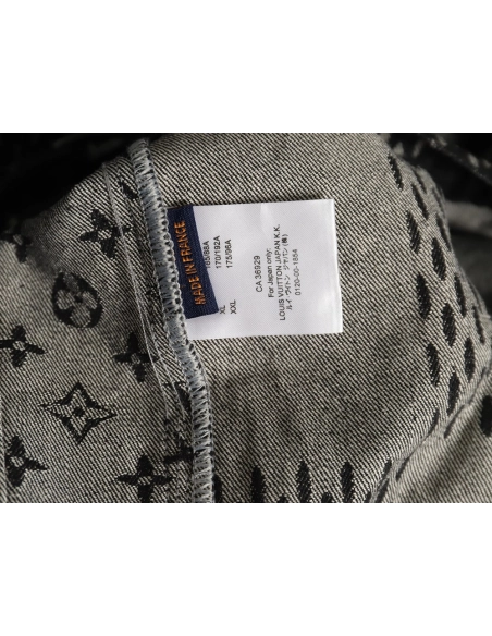 Louis Vuitton checkered floral denim longsleeved jacket TSK1,Cheap Replica Reps Louis Vuitton