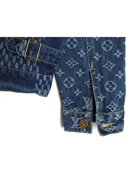 Louis Vuitton checkered floral denim longsleeved jacket,Cheap Replica Reps Louis Vuitton