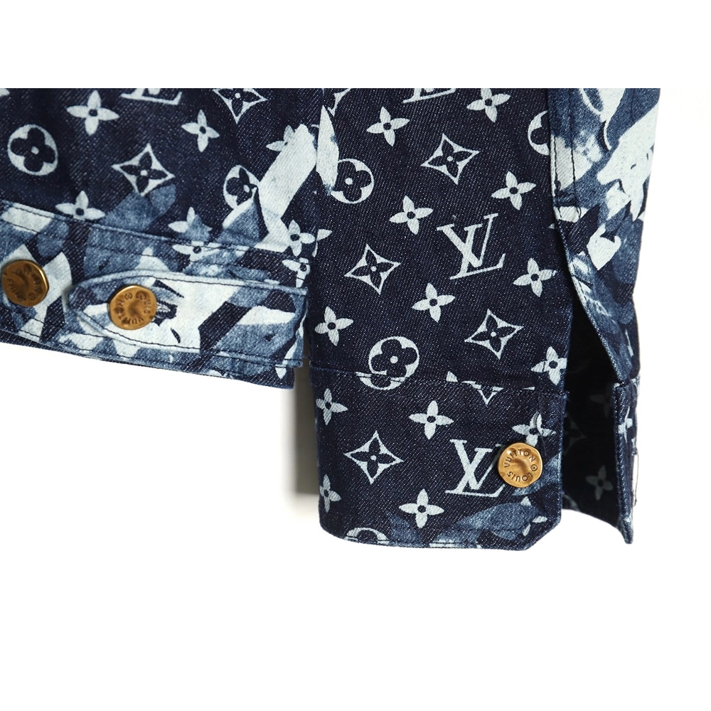Louis Vuitton classic monogram peak collar blue denim jacket,Cheap Replica Reps Louis Vuitton